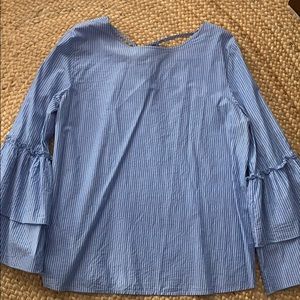 The LOFT striped bell sleeve top